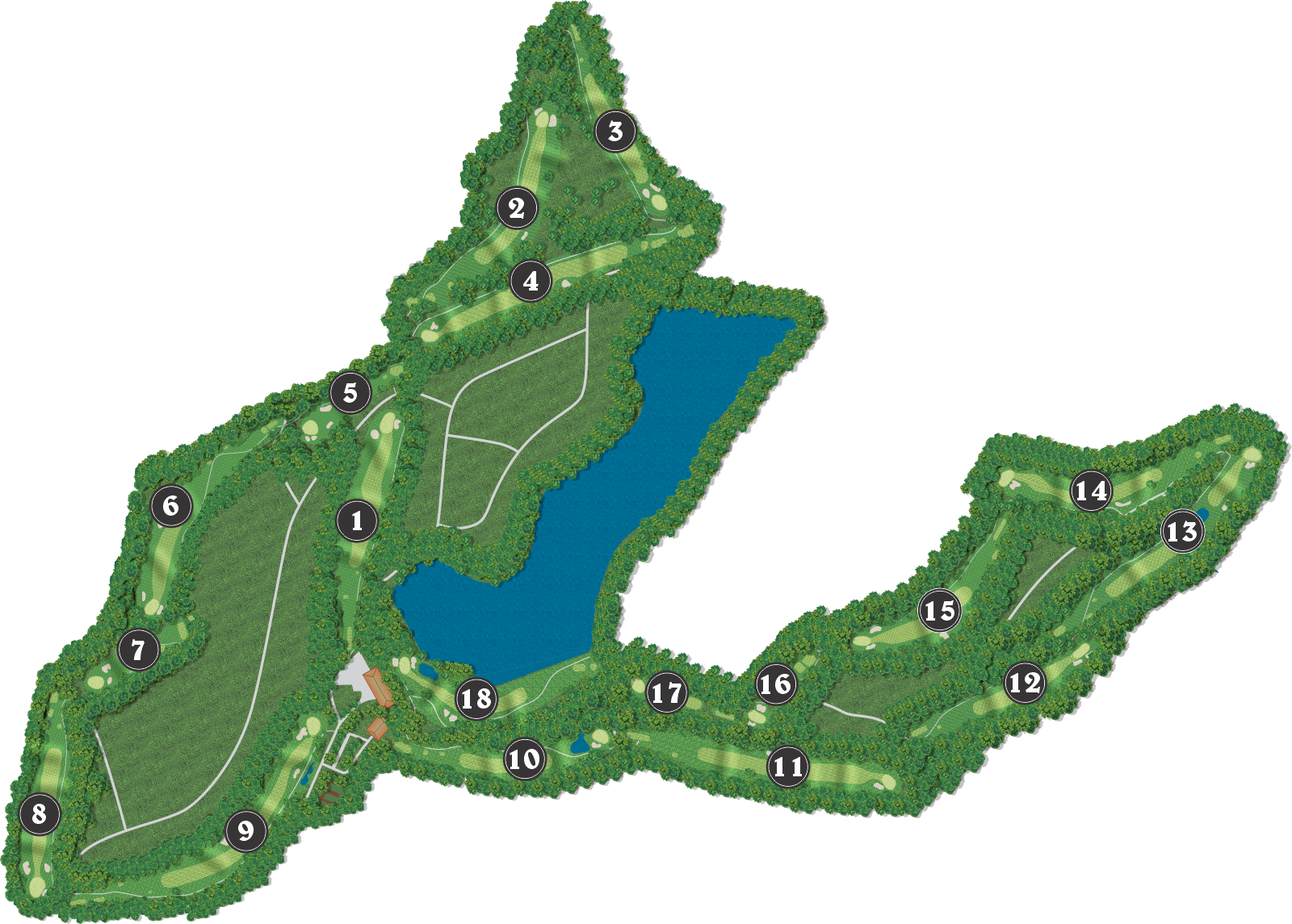 Paupack Hills course routing — eighteen holes around Lake Wallenpaupack